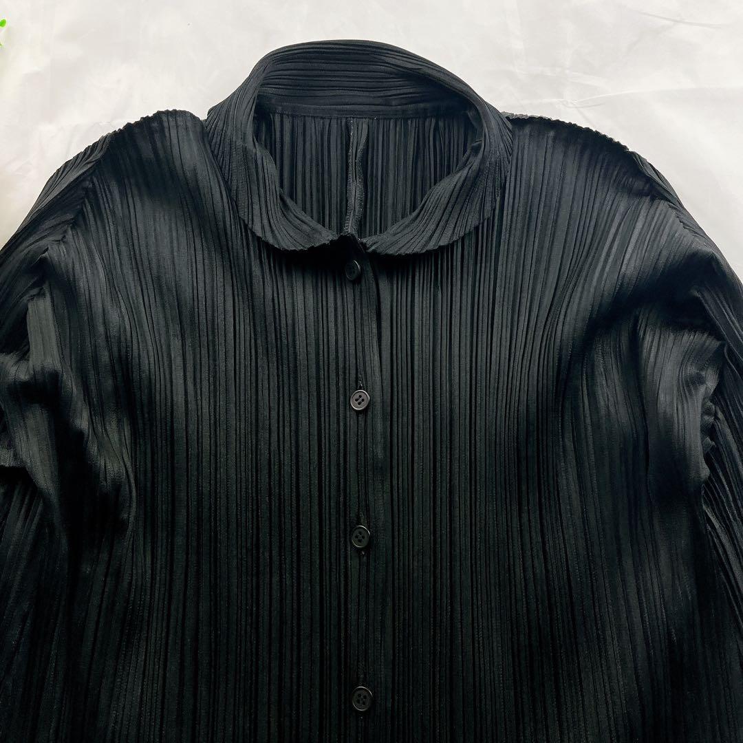 極美品✨PLEATS PLEASE 丸襟 シャツ サイズ4 XL相当 長袖