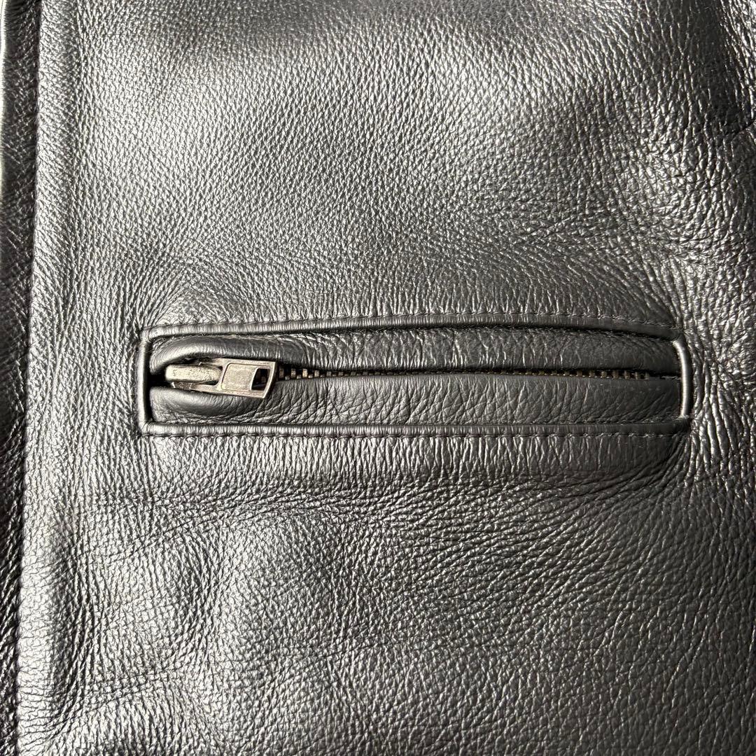 schott ショット USA製 シングルライダース 裏地キルティング ブラック