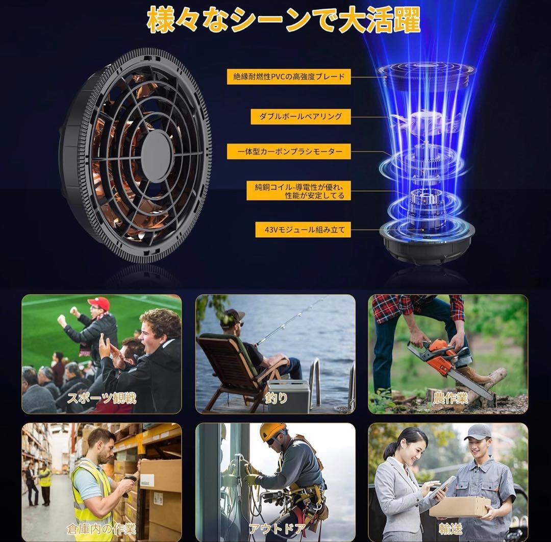 空調作業服 ファンバッテリーセット 43V超高出力 30000mAh バッテリー