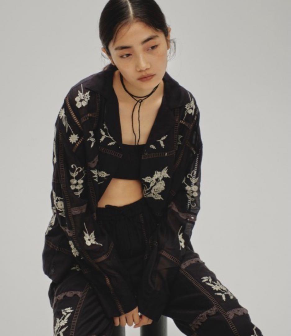 トップス Embroidery Patchwork Shirts