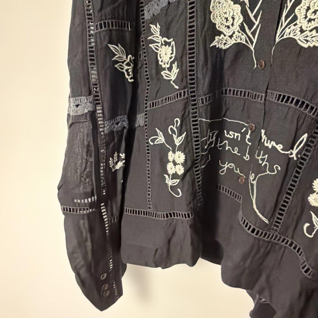 トップス Embroidery Patchwork Shirts