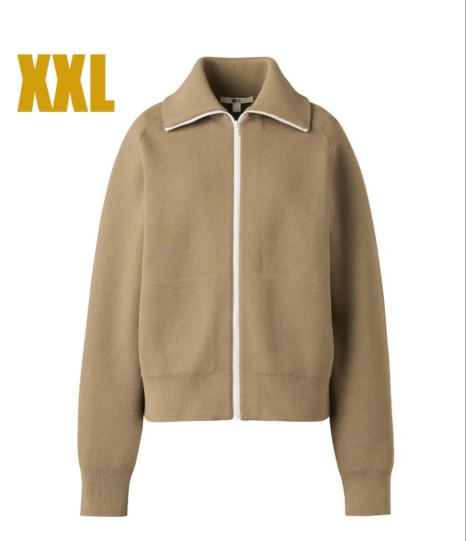 ユニクロC ミラノリブフルジップカーディガン　ベージュ XXL