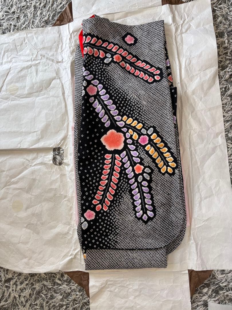 七五三　7歳　四つ身　着物　正絹　総絞り