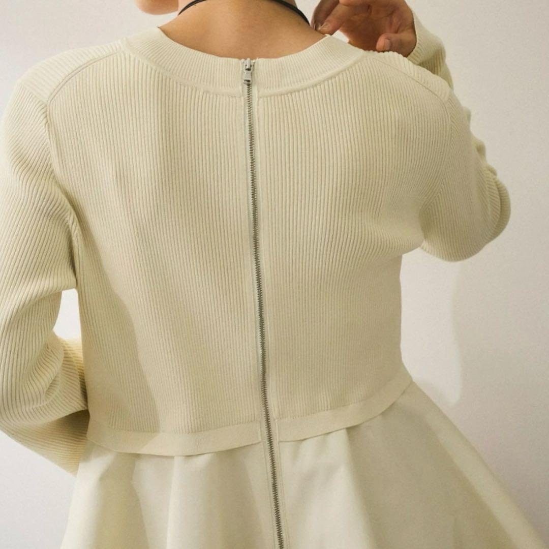 美品✨アダムエロペ　ペプラムコンビニ ットプルオーバー　トップス　ニット　白