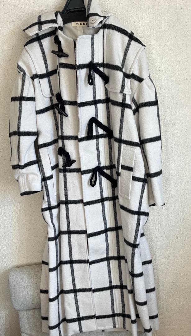 ピヌエ PINUE ロングダッフルコート CHECK