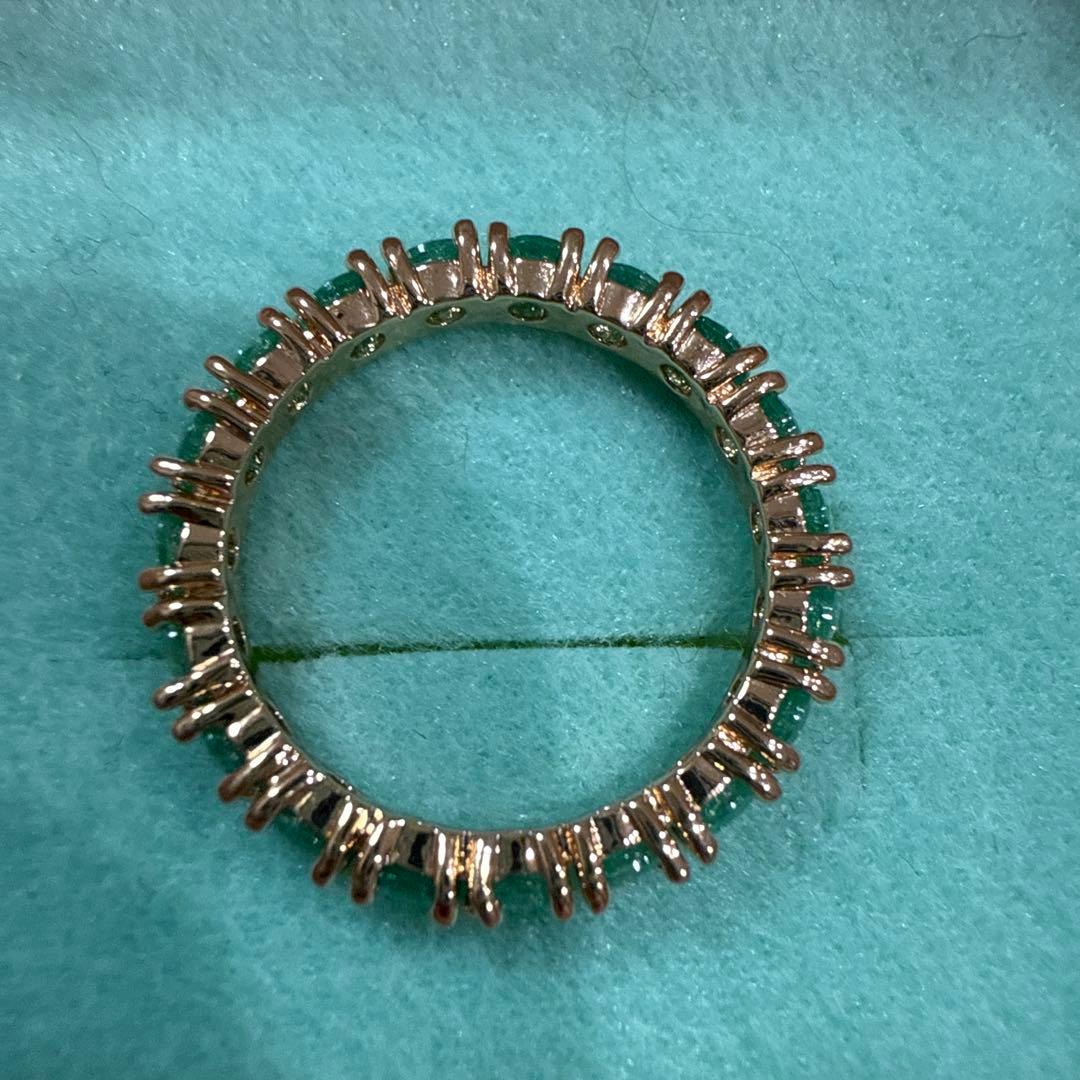 12、13号14K フルエタニティ 非加熱天然石 グリーンエメラルド ザンビア産