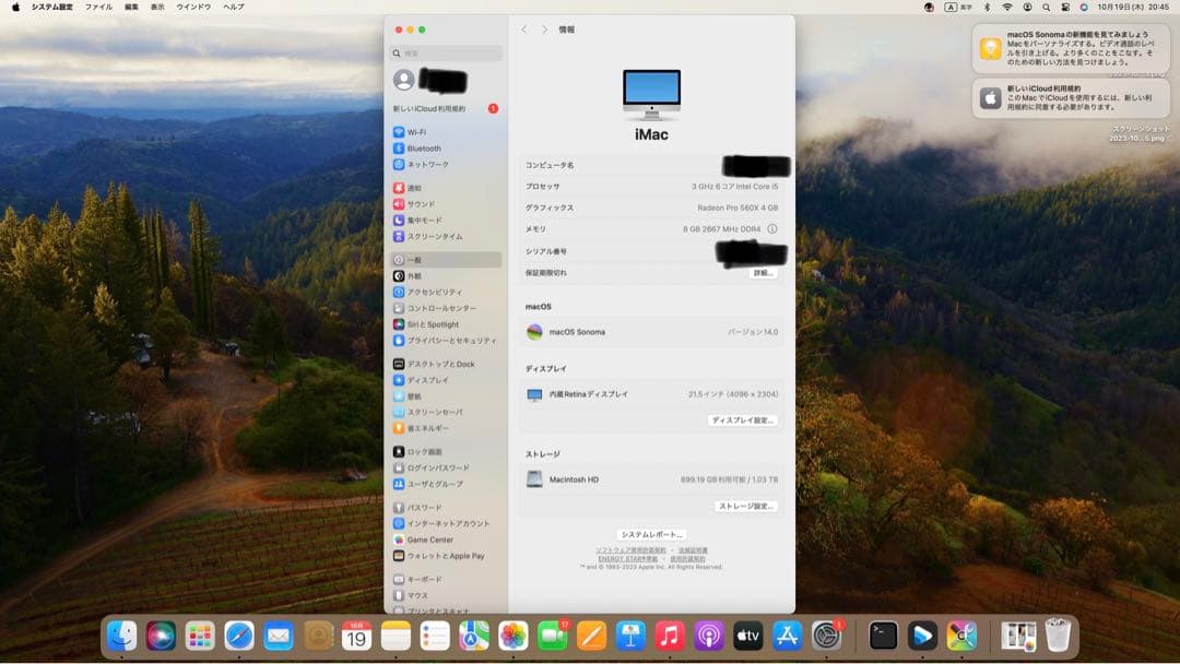 i Mac 2019年　21.5インチ　4Kディスプレイ