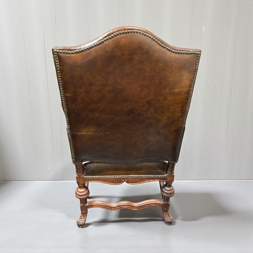 大型アンティーク椅子　本革　チェア