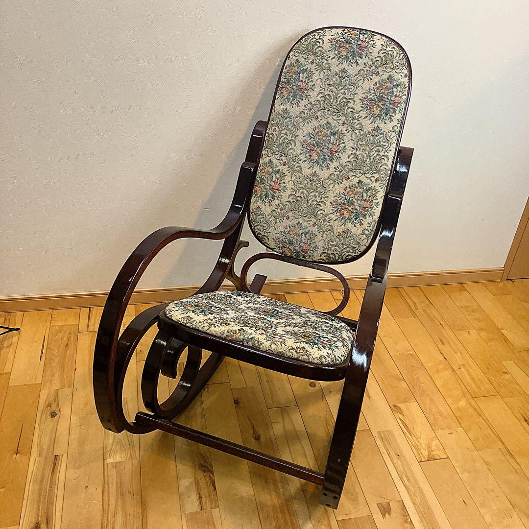 アンティーク ゴブラン織り ロッキングチェア 花柄 木製椅子 ビンテージ