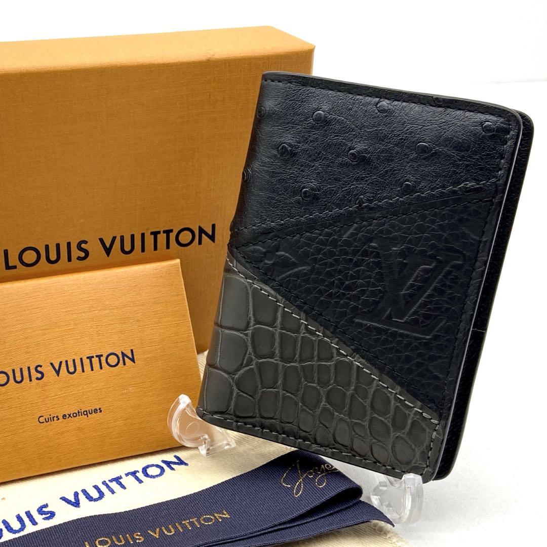 未使用級✨ヴィトン クロコ　オーストリッチ　アンプラント　カードケース　ブラック