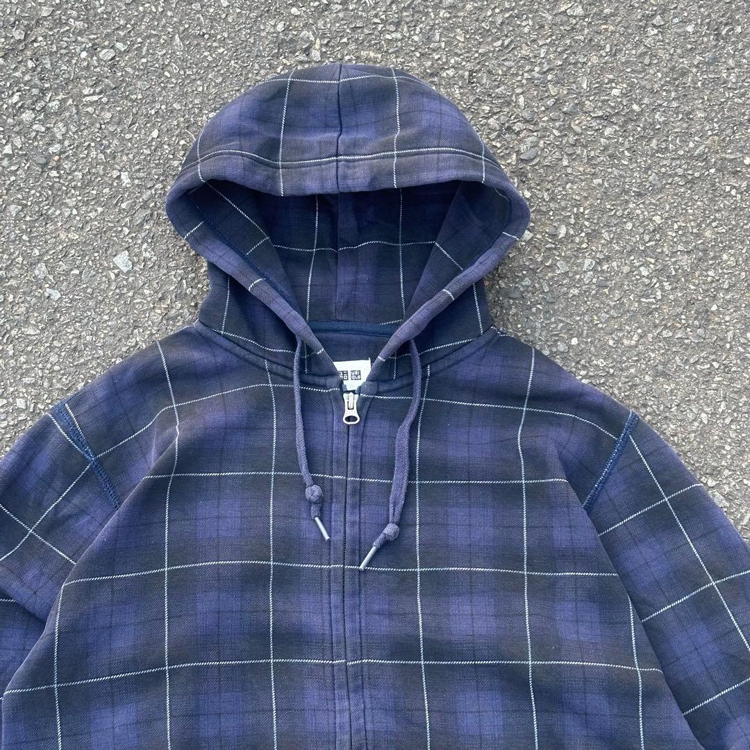 00s OLD UNIQLO フルジップパーカー ダブルジップ チェック