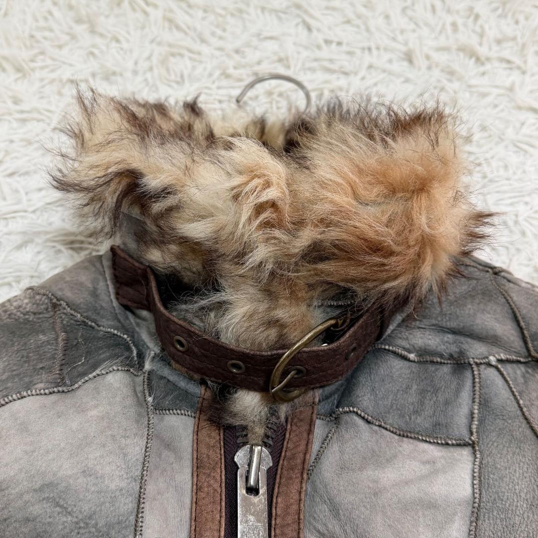 16793✨Y2K アヴィレックス B-3 パッチワーク ムートンジャケット