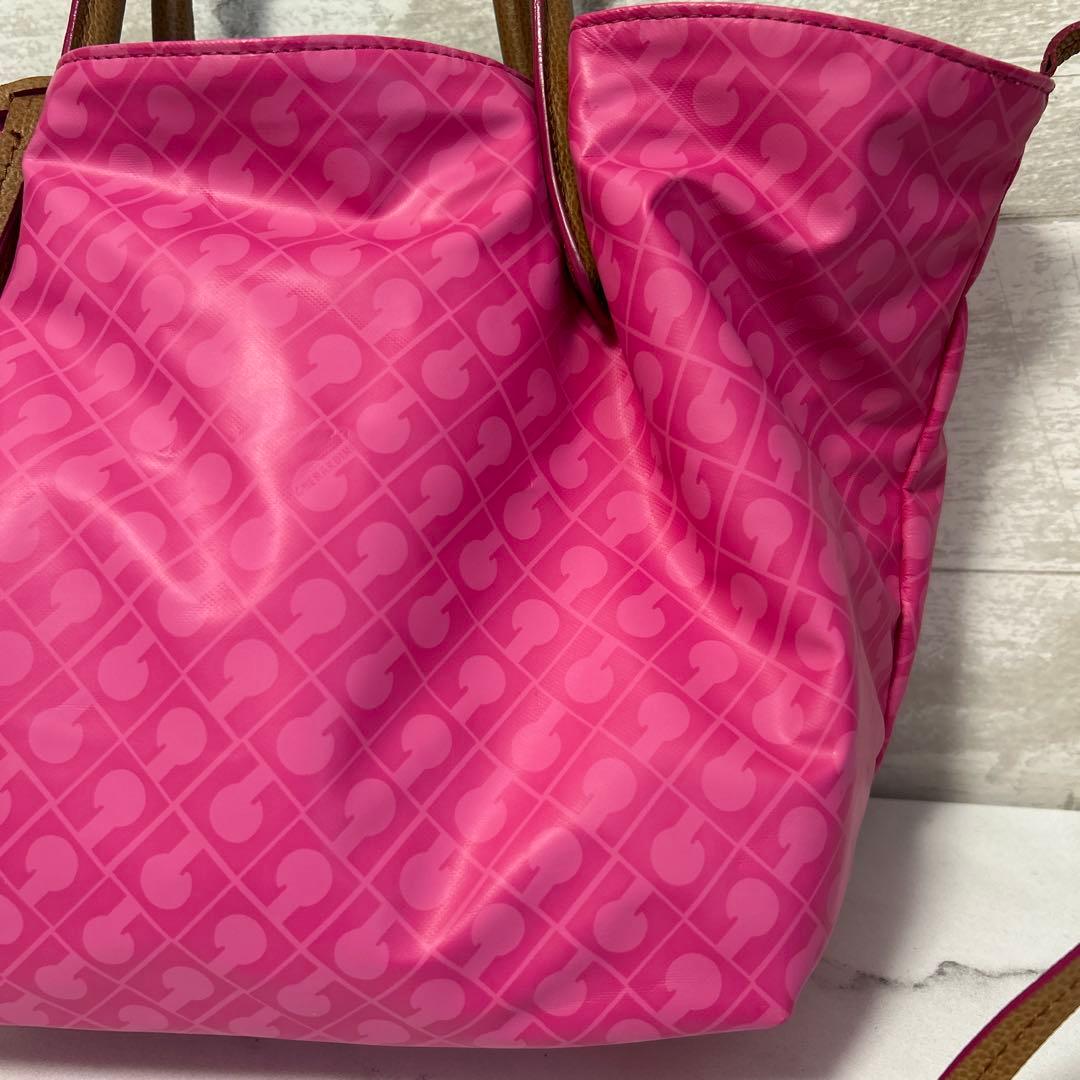 美品　GHERARDINI レザートートバッグ ブラウン　ピンク　リバーシブル