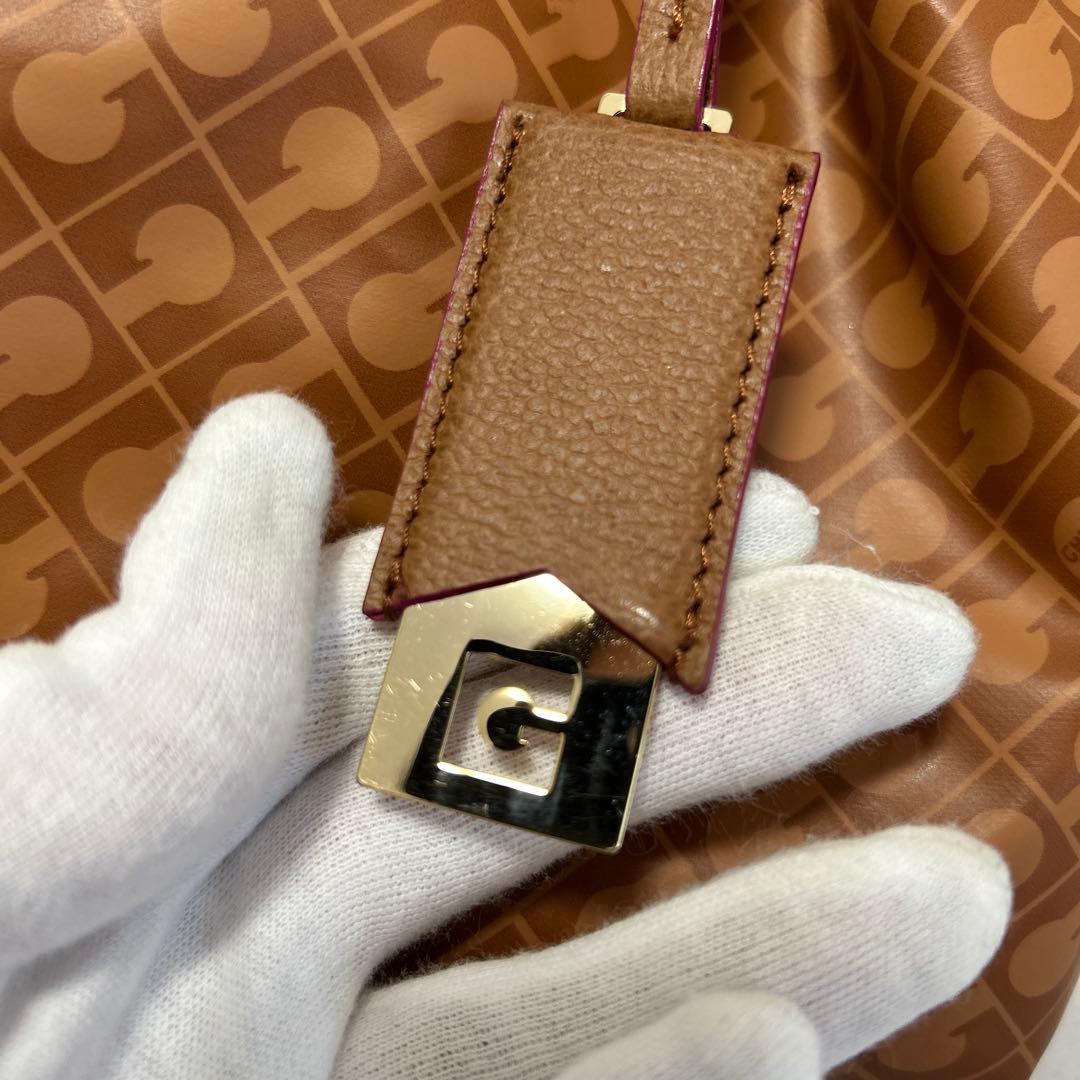 美品　GHERARDINI レザートートバッグ ブラウン　ピンク　リバーシブル