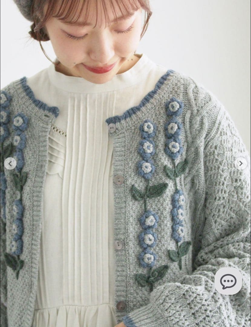 TSUHARU ツハルSM2 かぎ針お花モチーフ付きニットカーディガン
