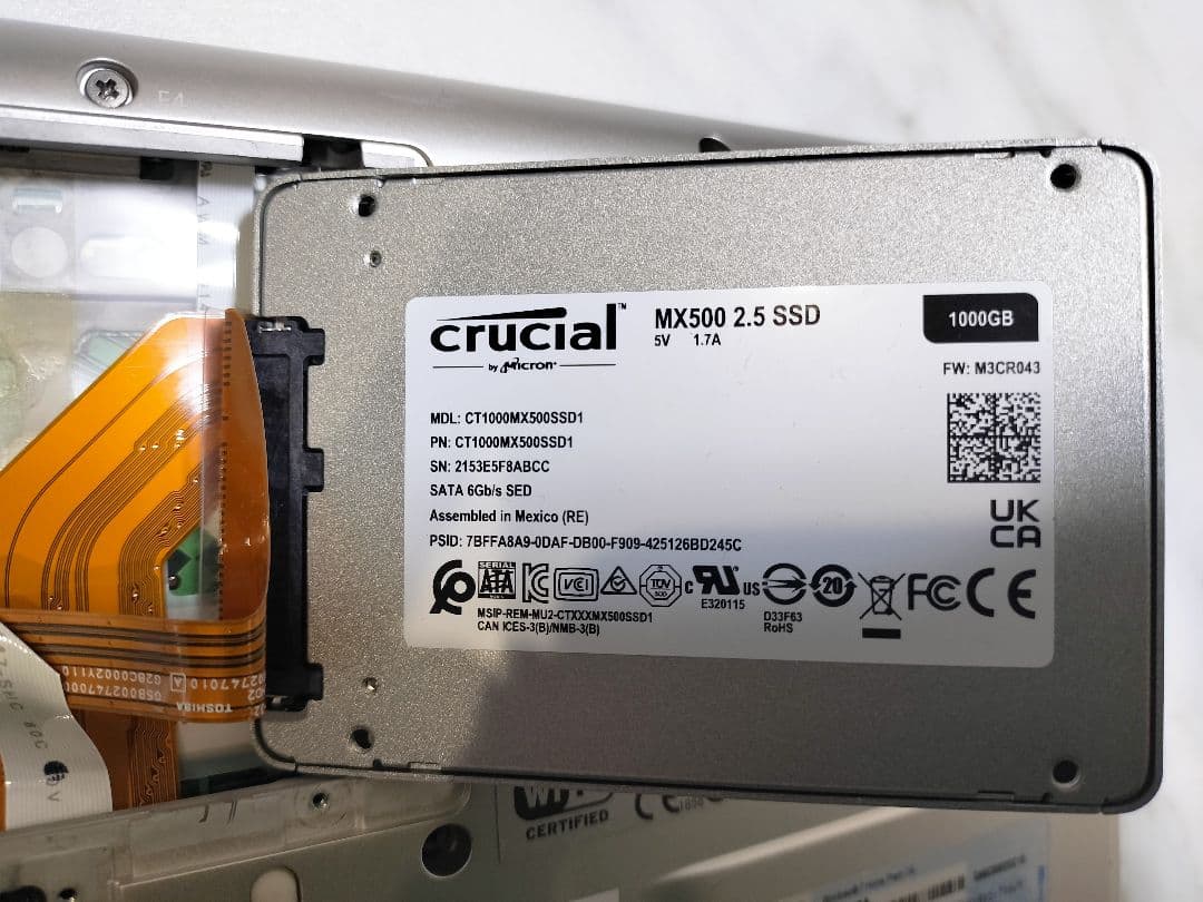 中古ノートパソコン　メモリ8GB　SSD1TB