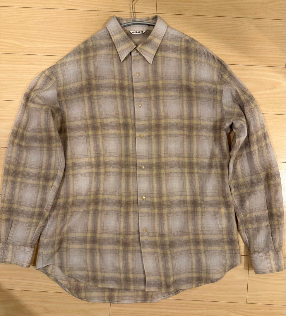 トップス auralee 24AW AIRY WOOL CHECK SHIRT
