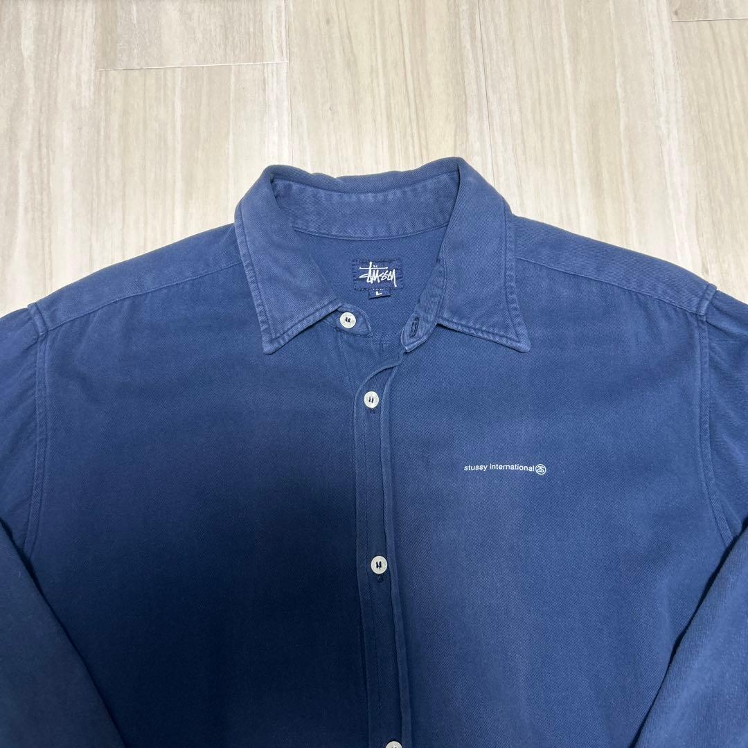 90s ステューシー シャツ コットン made in USA　紺タグ Ｌサイズ