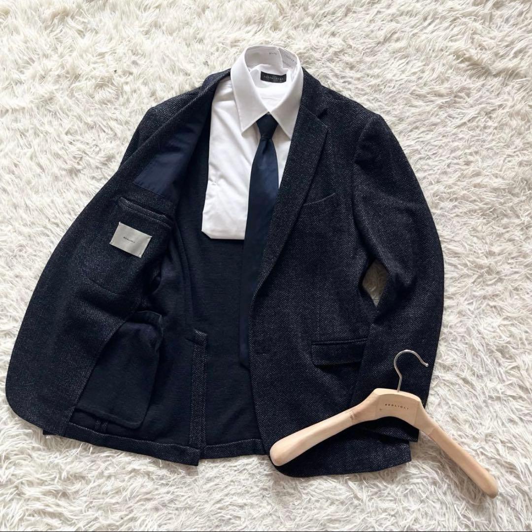 交渉可　美品 BOGLIOLI ネイビー ウール ジャケット サイズ48