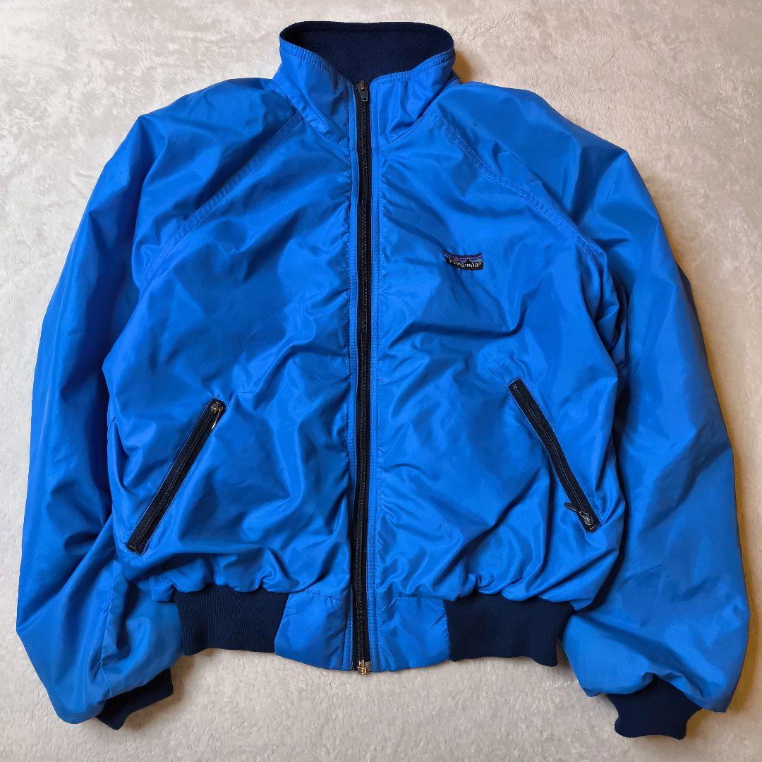 ​希少 リペア USA製 80s パタゴニア シェルドシンチラジャケット 青 S