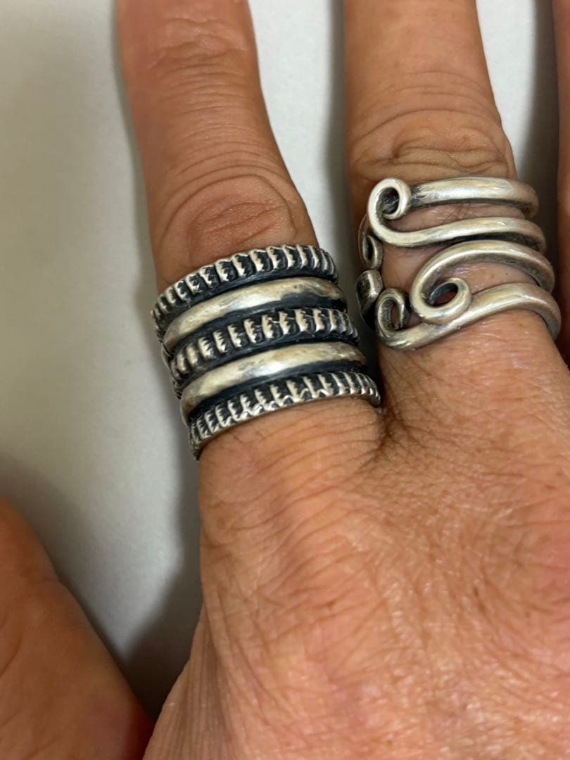 即日配送！値下げ！Navajo 3連チゼルワーク リング 21号