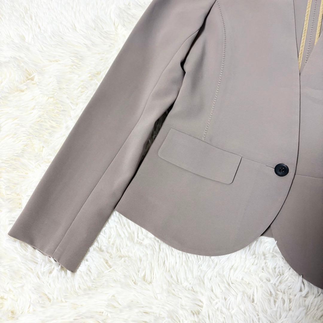 BEIGE, ✨パンツスーツ ノーカラージャケット セットアップ グレージュ 4