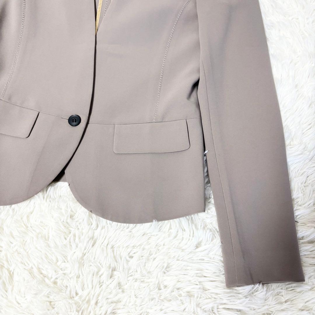 BEIGE, ✨パンツスーツ ノーカラージャケット セットアップ グレージュ 4