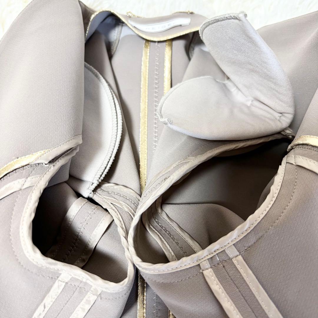 BEIGE, ✨パンツスーツ ノーカラージャケット セットアップ グレージュ 4