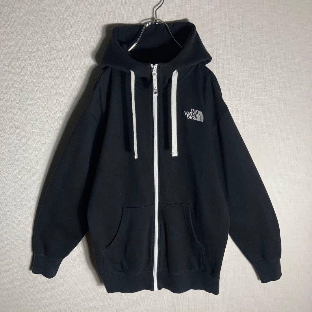 THE NORTH FACE フルジップパーカー フードロゴ 黒 XL.