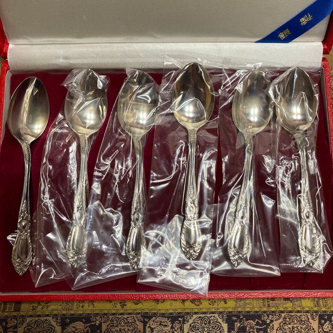 銀製スプーン６本セットシルバー925 箱14.8×20.7 スプーン11.8cm