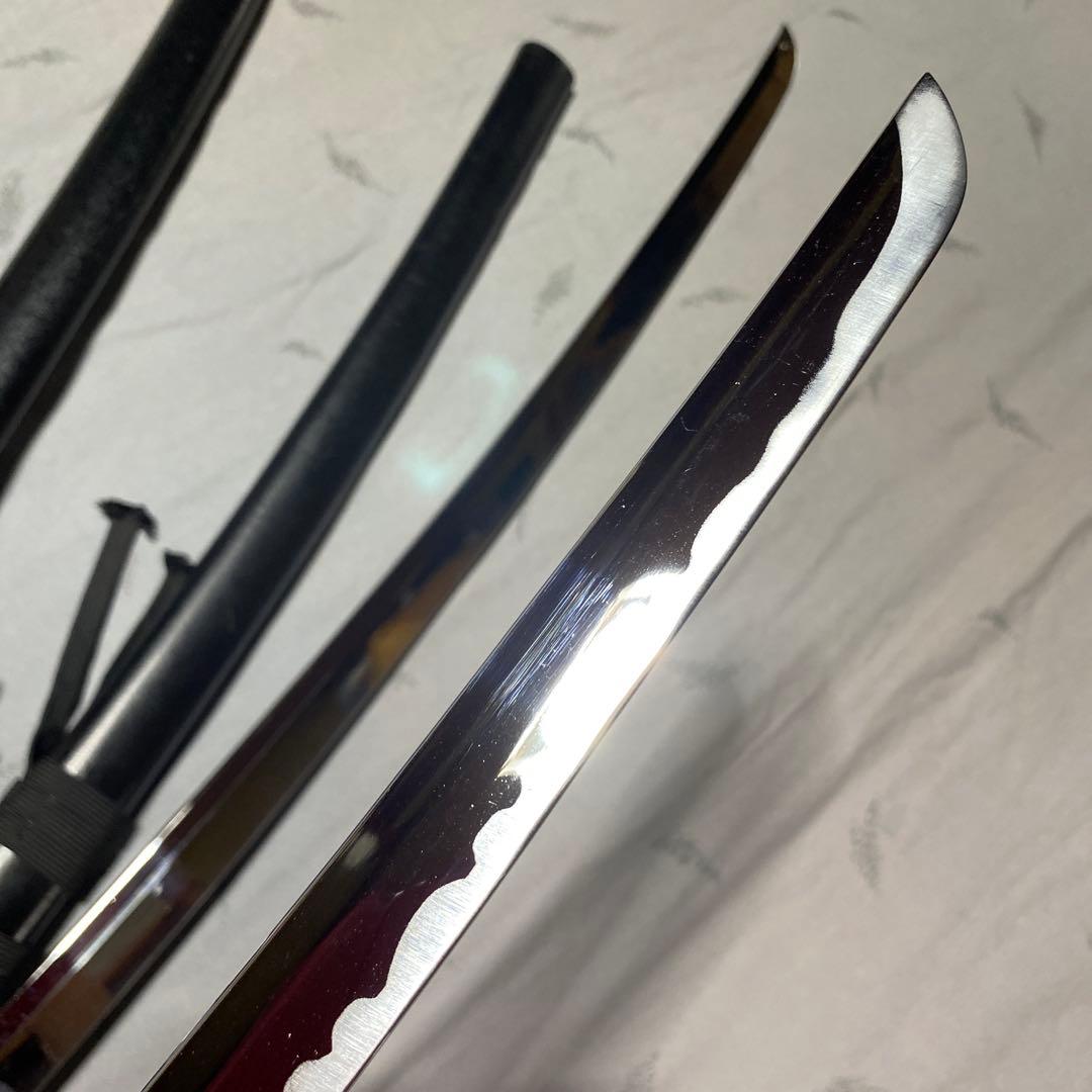 模造刀大(刀袋付)小2本 黒柄 雲龍楕円鍔 黒梨地鞘