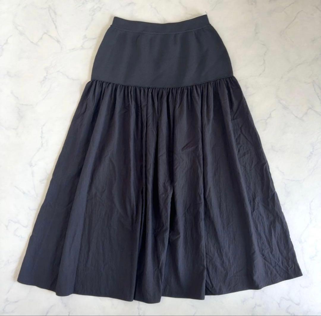 ビアズリー　ウエストニットギャザースカート　ブラック　2024AW