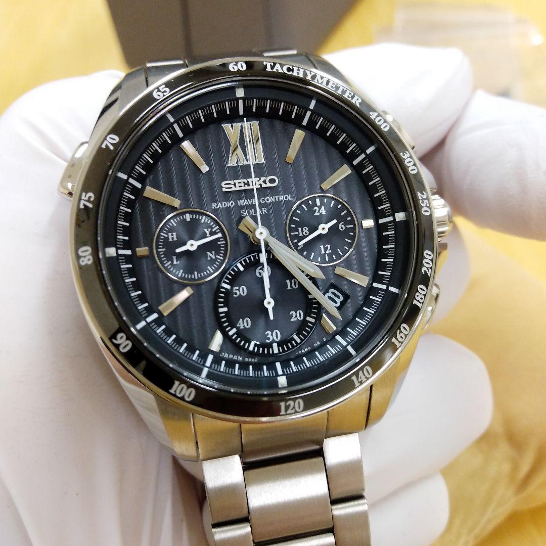 SEIKO ブライツ ソーラー ラジオウエーブ クロノグラフ ブラック 8B82