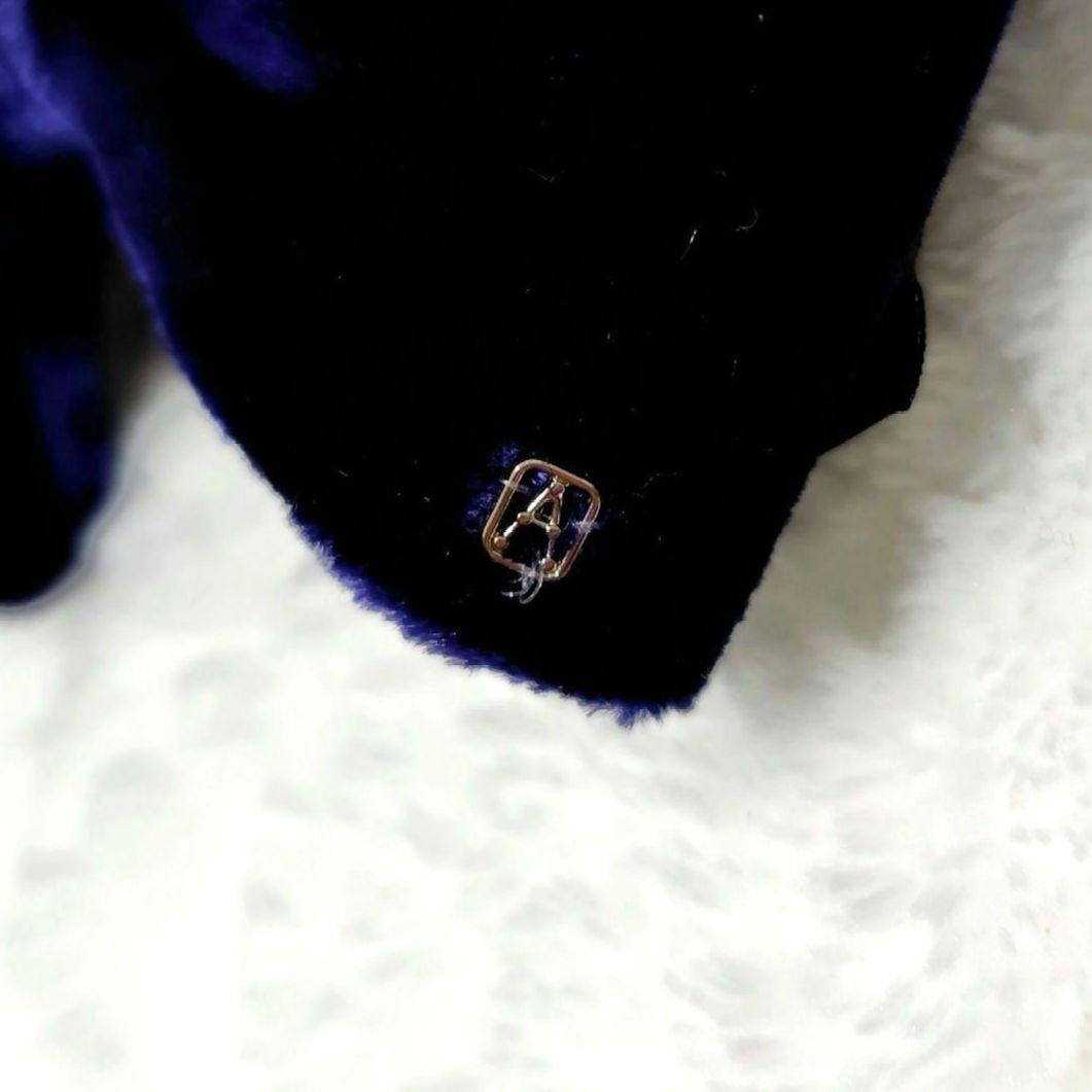 【美品】アレクサンドルドゥパリ　ベルベット　リボン　バレッタ　ベロア　ネイビー