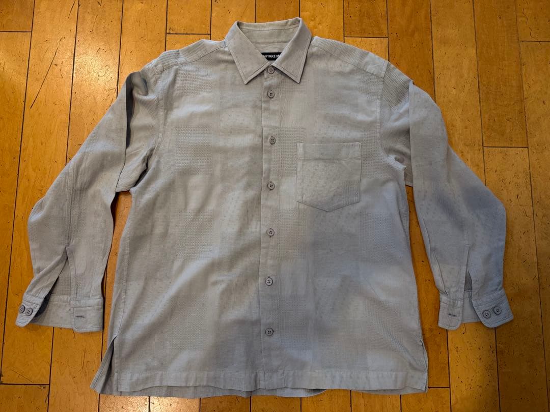 ISSEY MIYAKE MEN テクスチャー切替 長袖シャツ ライトグレー 1