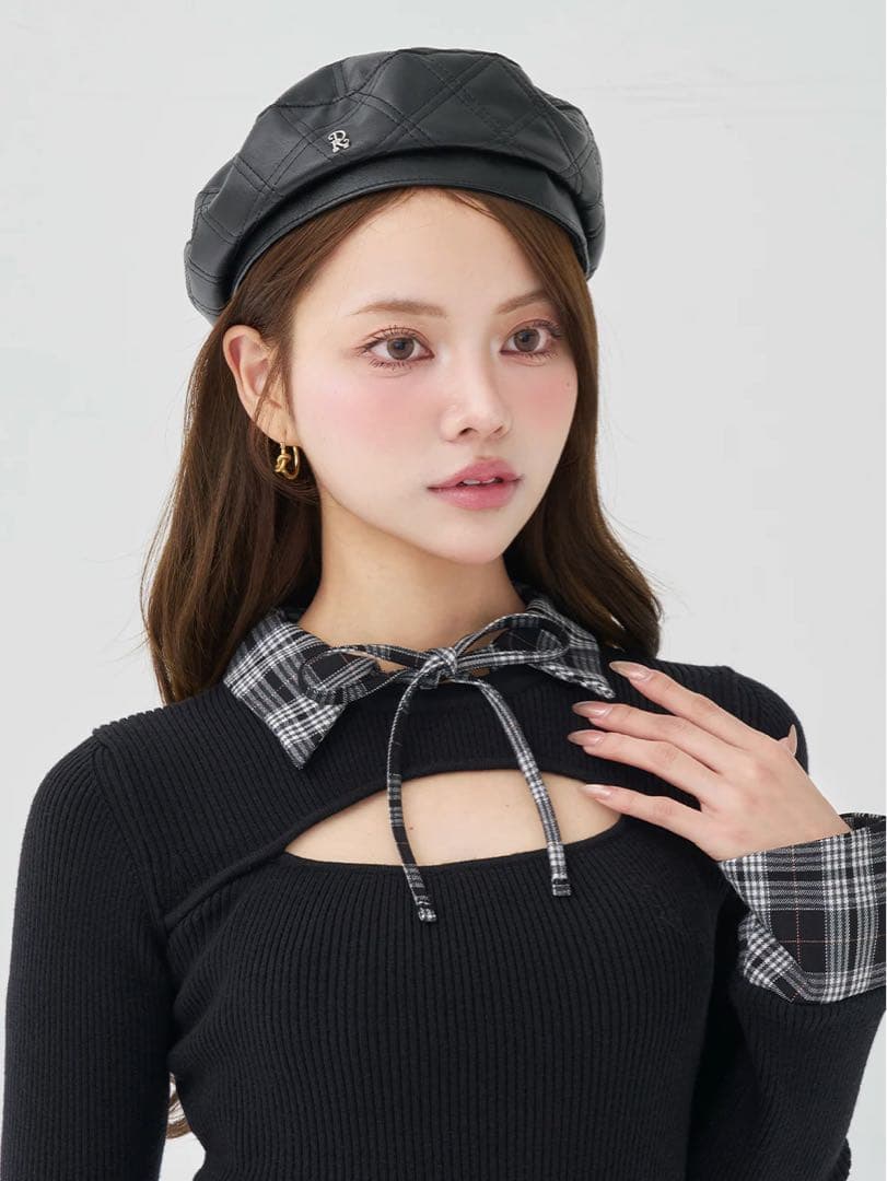 Darich 新作 チェックカフスリブニットトップス