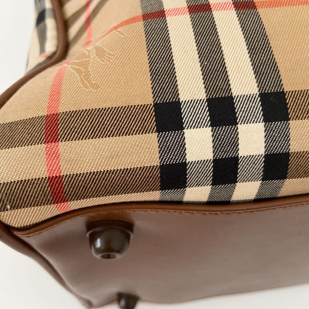 極美品　バーバリー　ボストンバッグ　シャドーホース　ノバチェック　PVC 南京錠