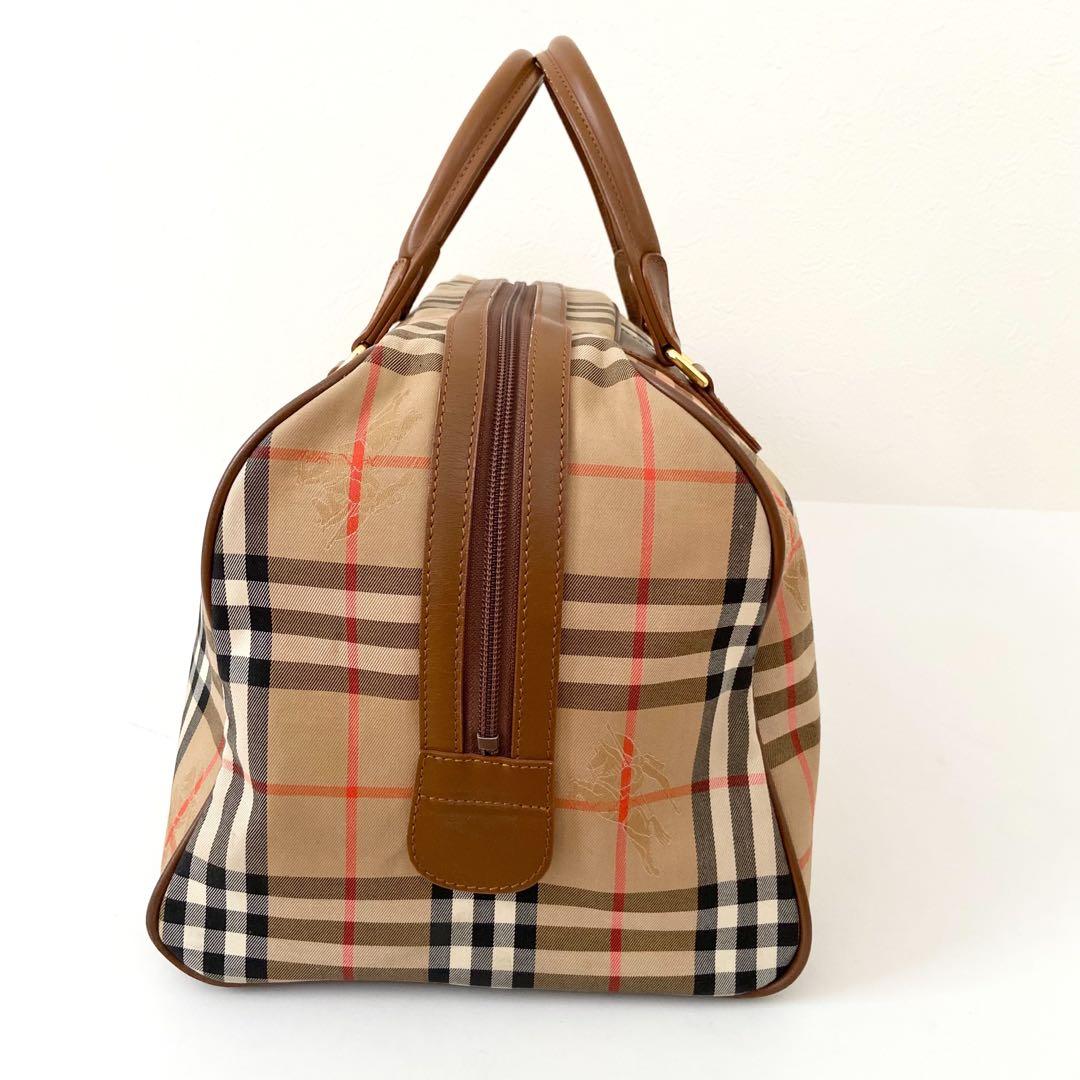極美品　バーバリー　ボストンバッグ　シャドーホース　ノバチェック　PVC 南京錠