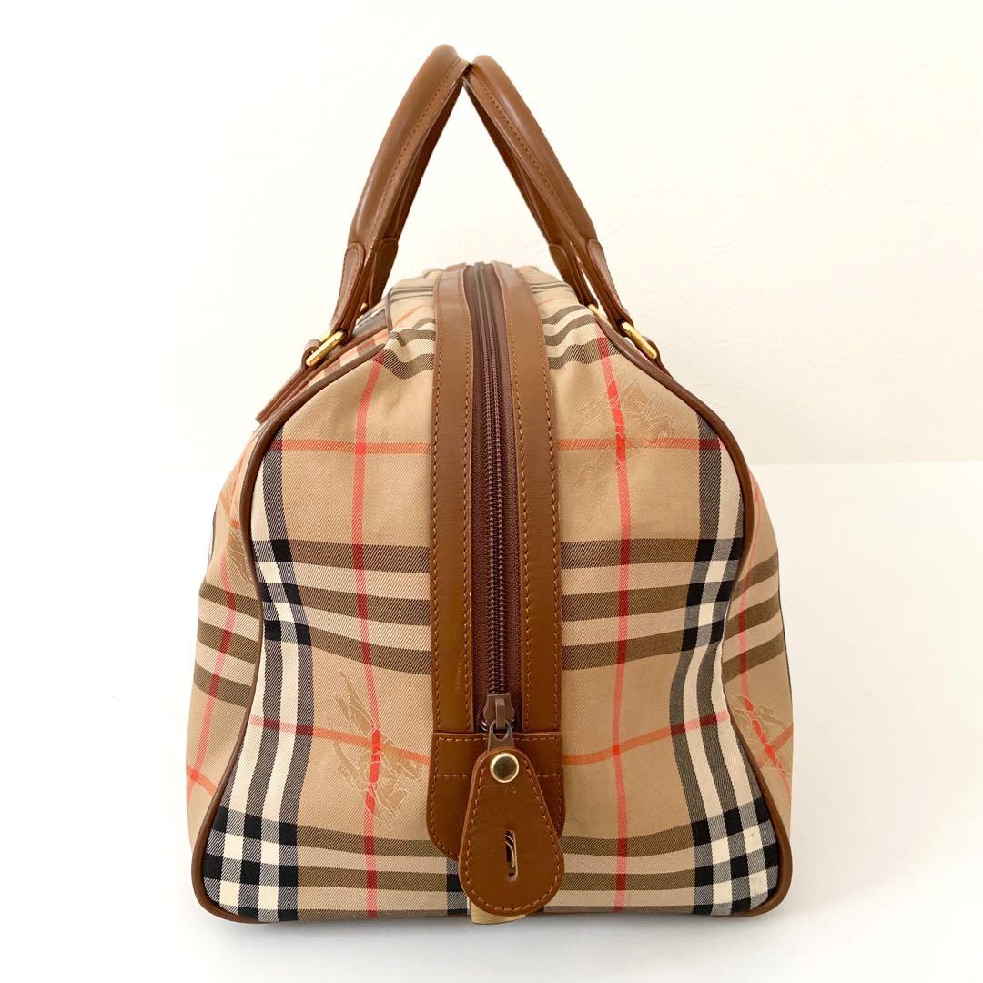 極美品　バーバリー　ボストンバッグ　シャドーホース　ノバチェック　PVC 南京錠