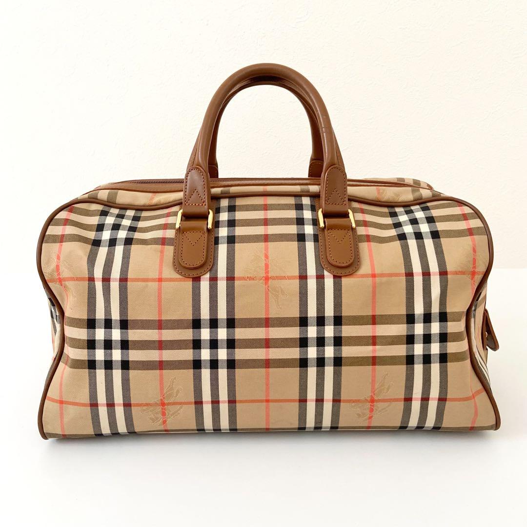 極美品　バーバリー　ボストンバッグ　シャドーホース　ノバチェック　PVC 南京錠