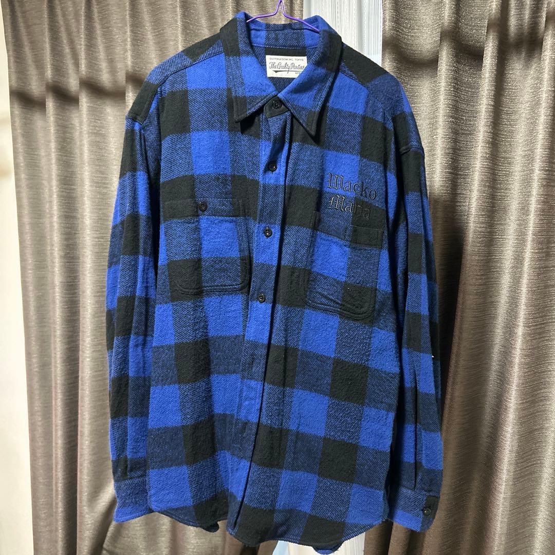 WACKO MARIAブロック チェック フランネル 長袖 シャツ