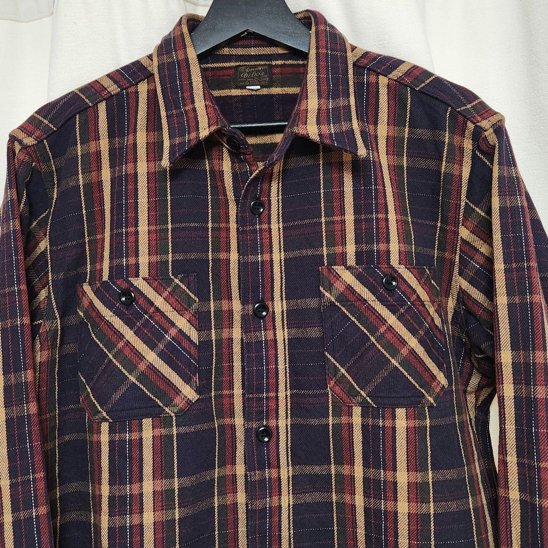 美品！デラックスウエア ヘビーネルシャツ L HV-55 DELUXEWARE