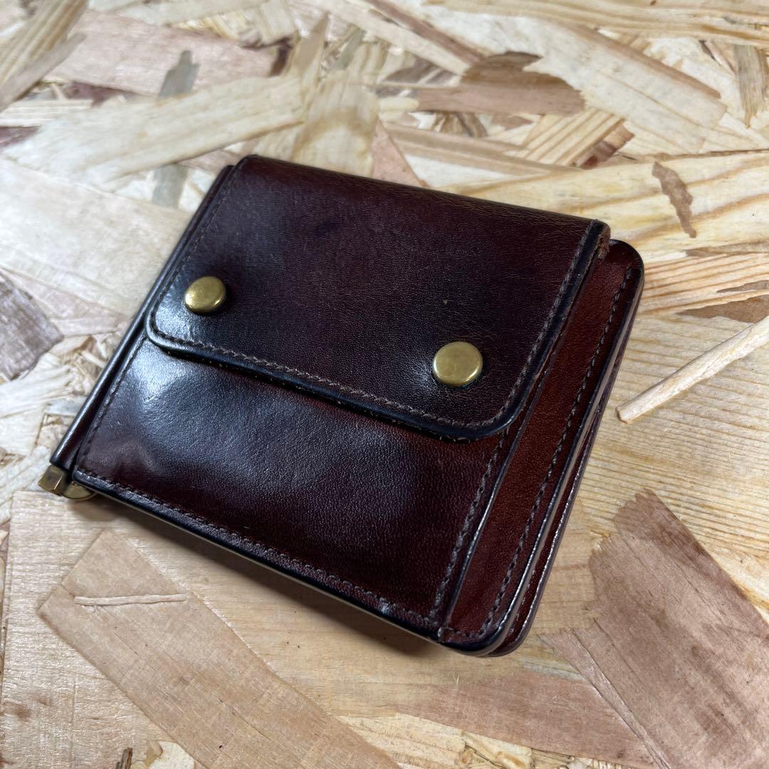 1*u様 slow スロー 二つ折り財布 マネークリップ ブラウン 本革 