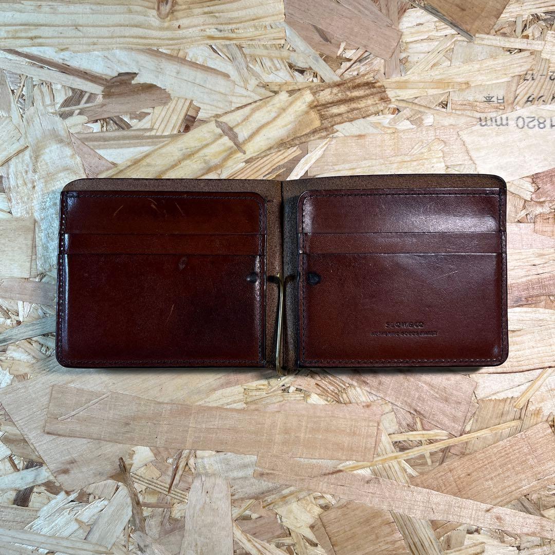 1*u様 slow スロー 二つ折り財布 マネークリップ ブラウン 本革 