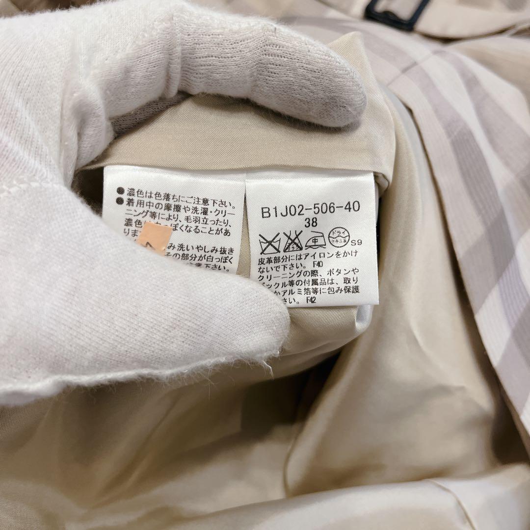 バーバリーロンドン 半袖 ベルト ノバチェック ワンピース シルク混 38