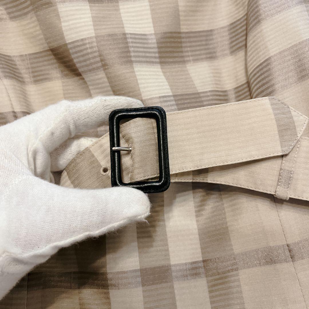 バーバリーロンドン 半袖 ベルト ノバチェック ワンピース シルク混 38