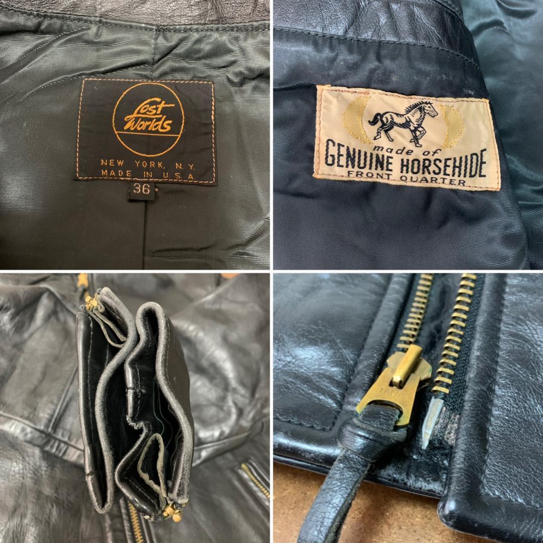 [LOST WORLD] ホースハイド シングルライダース 36 馬革 ブラック
