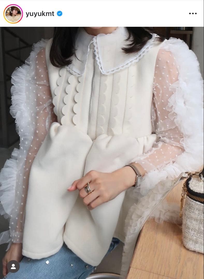 新品bibiy. CAMILLE SHEER TOP ホワイトチュールトップス