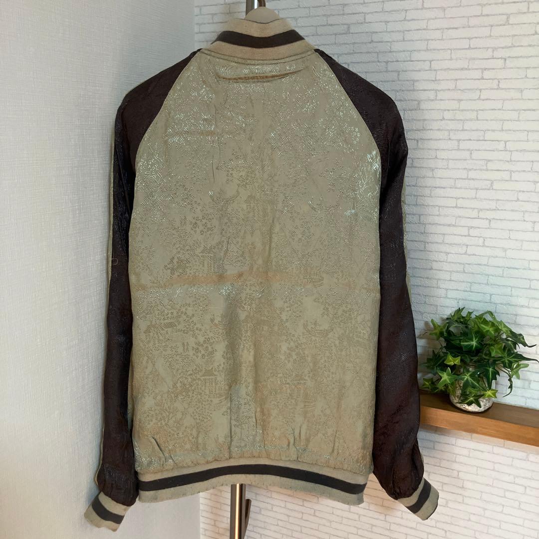 スカジャン　リバーシブル　レーヨン　ジャガード織り　和柄　牛若丸　弁慶　五条大橋