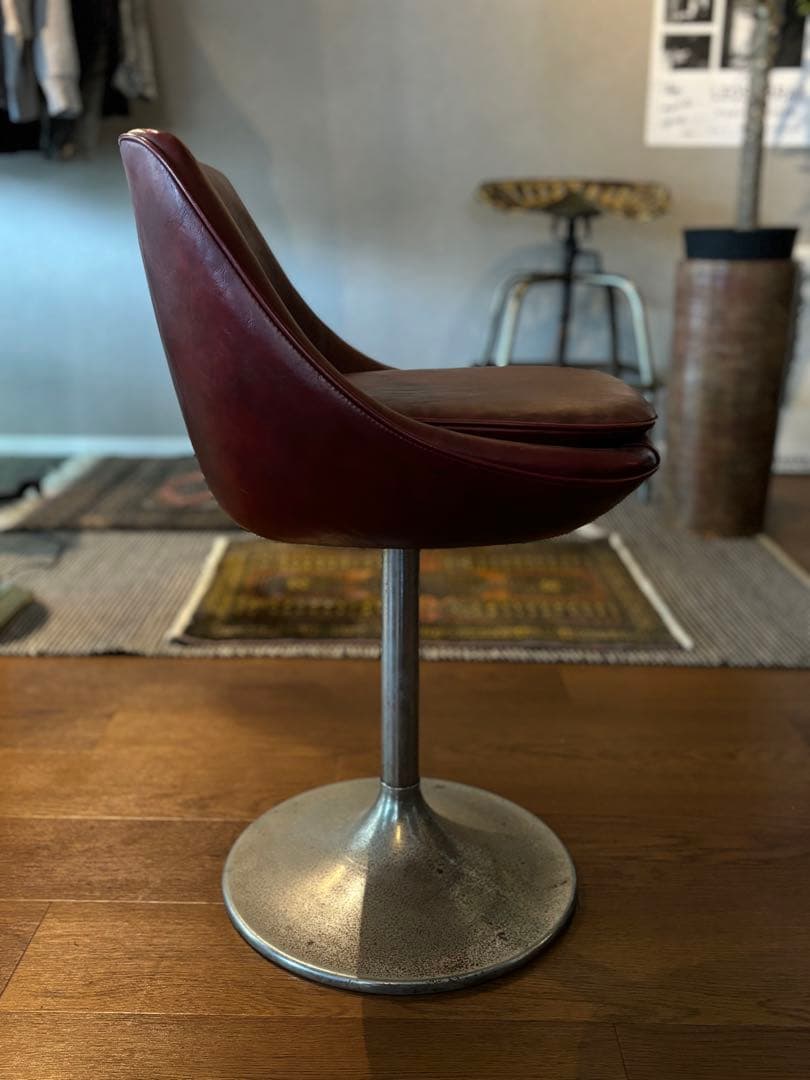 BARカウンターチェアバーガンディ 回転 スツール